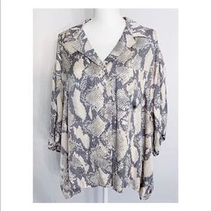 Snakeskin Button-Down Top